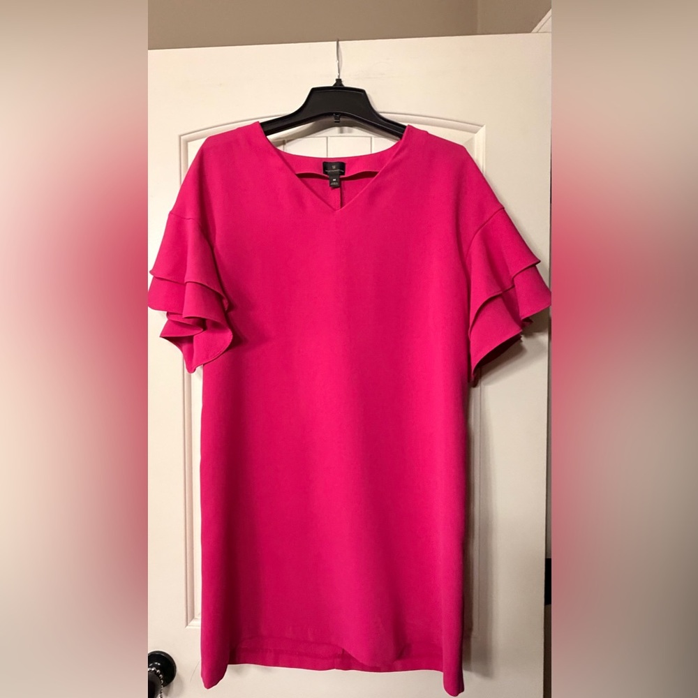 Worthington Fuchsia Ruffle Sleeve Dress